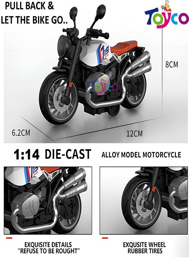 toyco® Diecast Motorcycle Toy Bike for Kids | 1:14 Scale Alloy Miniature Model | Pull Back Action, Realistic Replica, Durable Metal & Plastic | Gift for Boys & Girls Age 3+ (Multicolor) (719) - Image 2